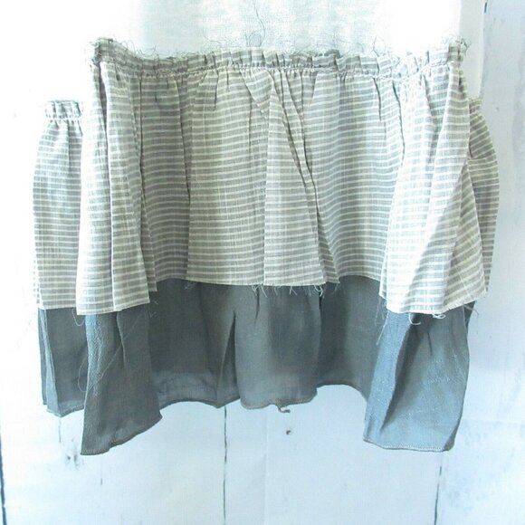 Easel Tunic Top Slub Tiered Ruffle Stripe T Shirt Short Sleeve - Picture 3 of 7